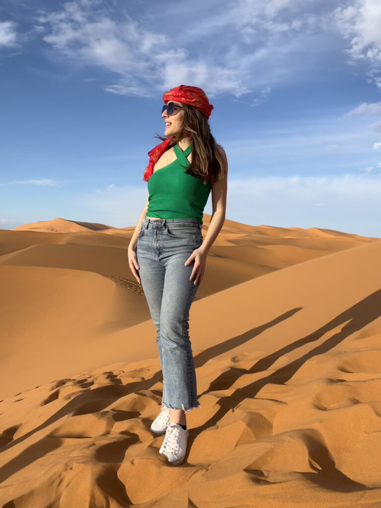 Stephanie standing in the desert in Morocco